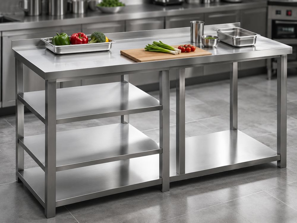 Three-Shelf Stainless-Steel Kitchen Prep Table